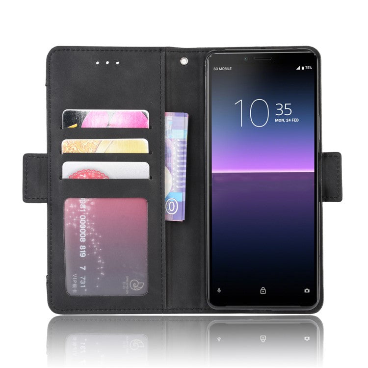 Leather Stand Case with Card Slots for Sony Xperia 10 II - Black