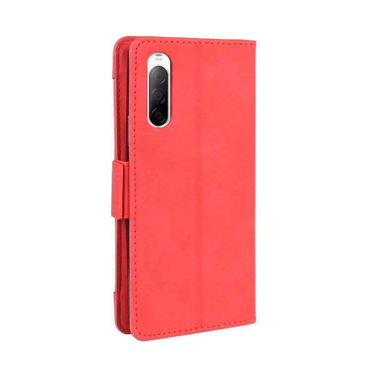 Leather Stand Case with Card Slots for Sony Xperia 10 II - Red