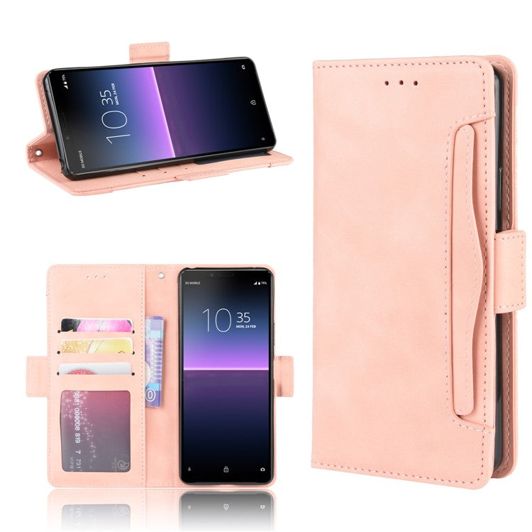 Leather Stand Case with Card Slots for Sony Xperia 10 II - Pink
