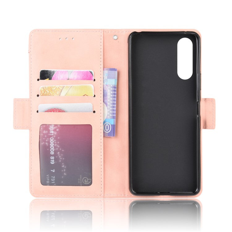 Leather Stand Case with Card Slots for Sony Xperia 10 II - Pink