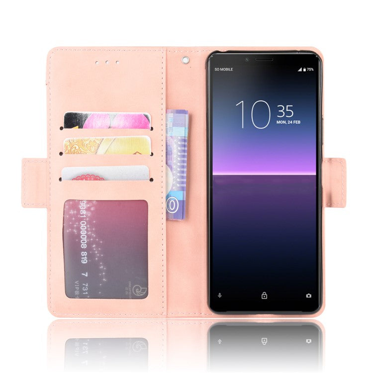 Leather Stand Case with Card Slots for Sony Xperia 10 II - Pink