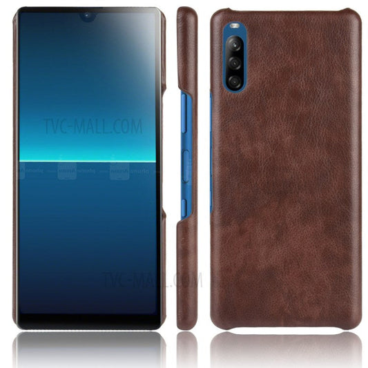 Litchi Skin Leather Coated Hard PC Case for Sony Xperia L4 - Brown
