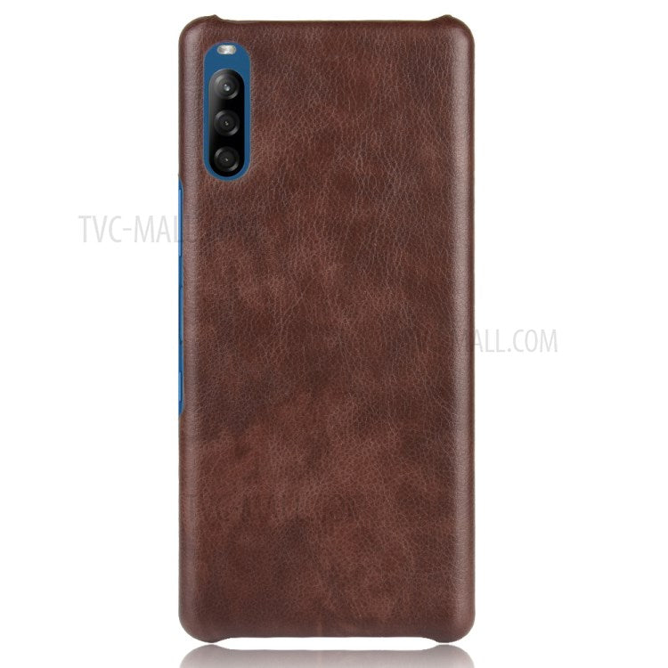 Litchi Skin Leather Coated Hard PC Case for Sony Xperia L4 - Brown