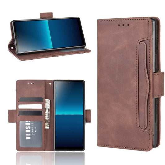 Wallet Stand Flip Leather Phone Case with Multiple Card Slots for Sony Xperia L4 - Brown