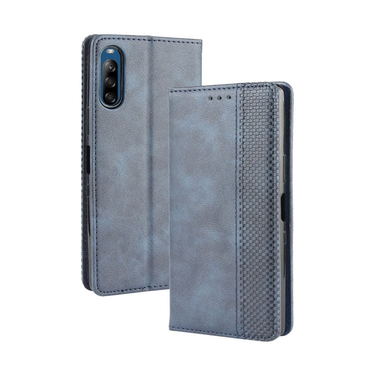 Auto-absorbed Retro PU Leather Wallet Cell Phone Cover for Sony Xperia L4 - Blue