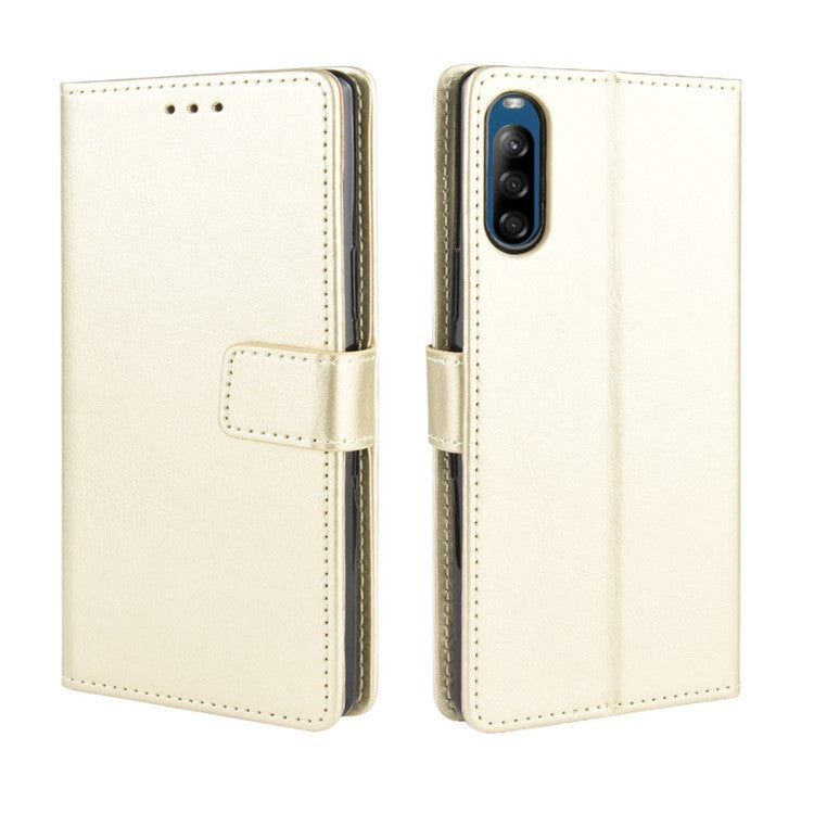 Crazy Horse Wallet Leather Cell Phone Case for Sony Xperia L4 - Gold