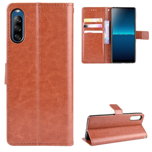 Crazy Horse Wallet Leather Cell Phone Case for Sony Xperia L4 - Brown