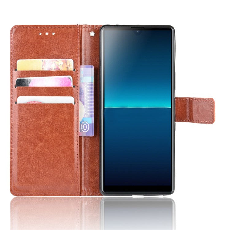 Crazy Horse Wallet Leather Cell Phone Case for Sony Xperia L4 - Brown