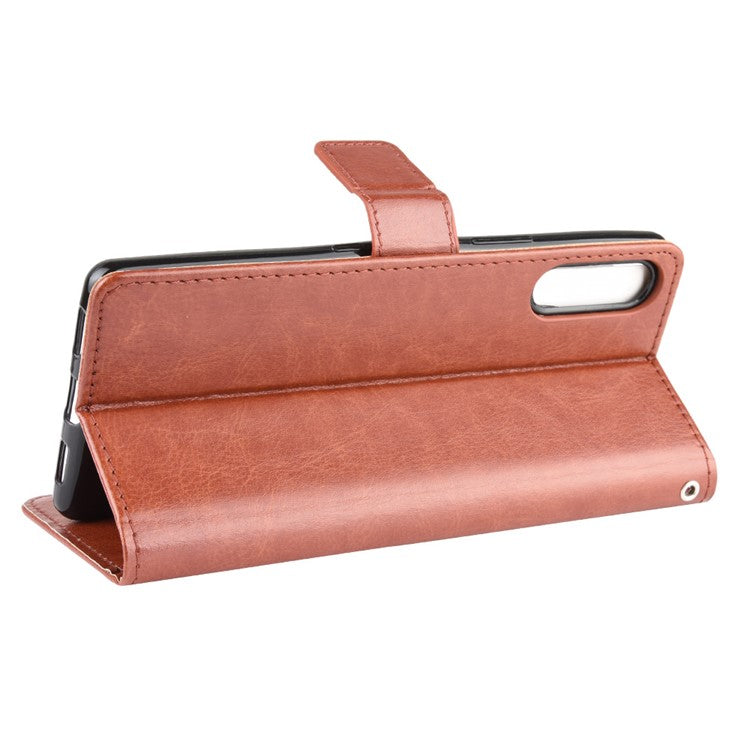 Crazy Horse Wallet Leather Cell Phone Case for Sony Xperia L4 - Brown
