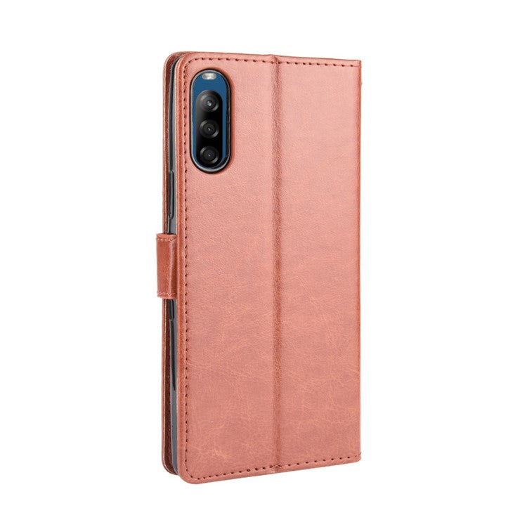 Crazy Horse Wallet Leather Cell Phone Case for Sony Xperia L4 - Brown
