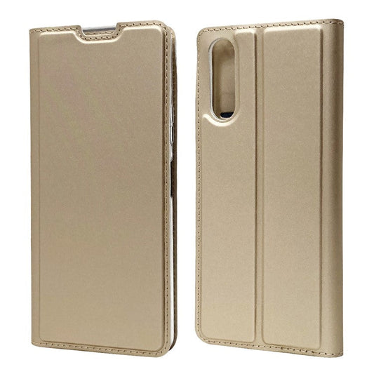 Magnetic Adsorption Stand Leather Card Holder Case for Sony Xperia 10 II - Gold