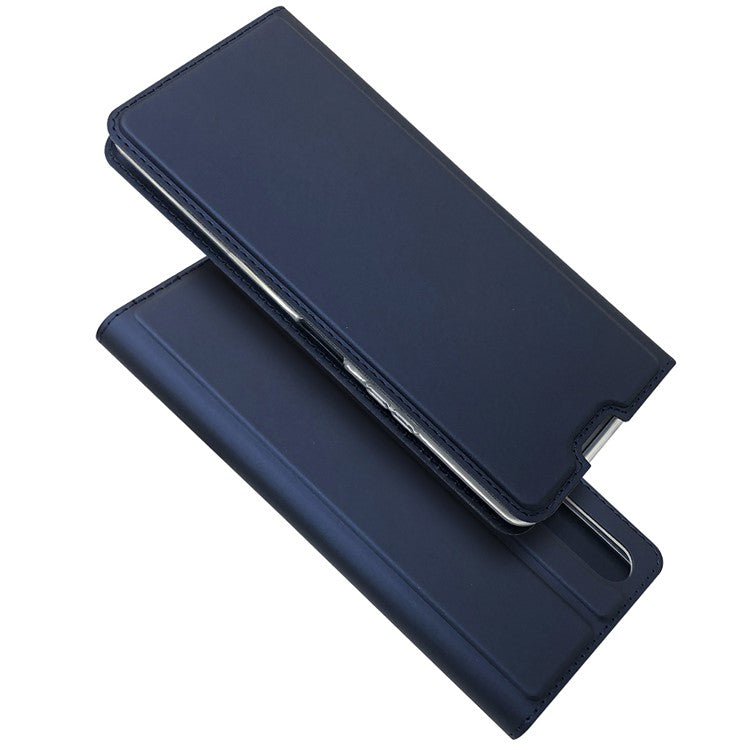 Magnetic Adsorption Stand Leather Card Holder Case for Sony Xperia 10 II - Dark Blue