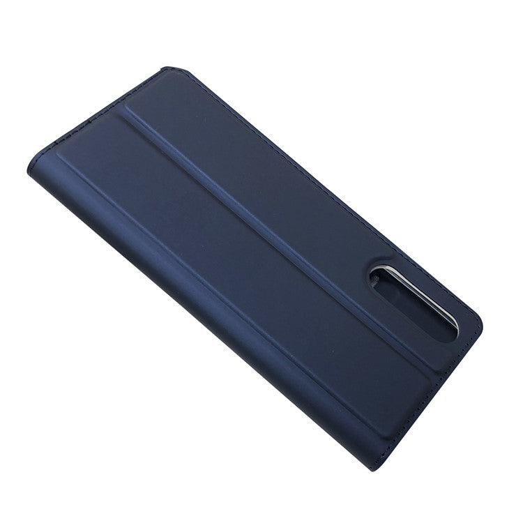 Magnetic Adsorption Stand Leather Card Holder Case for Sony Xperia 10 II - Dark Blue