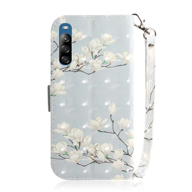 Patterned Light Spot Decor Leather Wallet Phone Case for Sony Xperia L4 - White Flowers