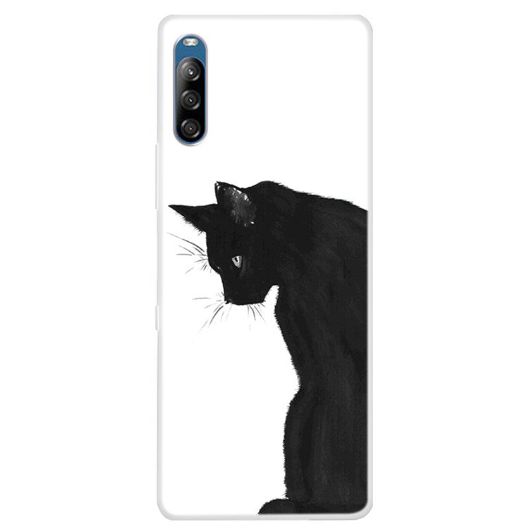 Pattern Printing Soft TPU Back Case for Sony Xperia L4 - Black Cat
