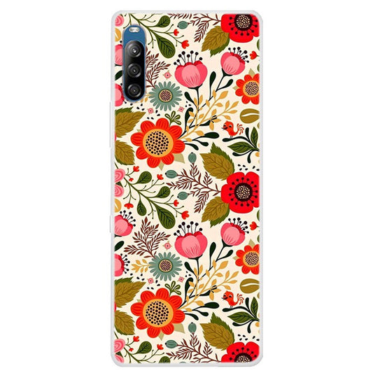 Pattern Printing Soft TPU Phone Shell for Xperia L4 - Red Flowers
