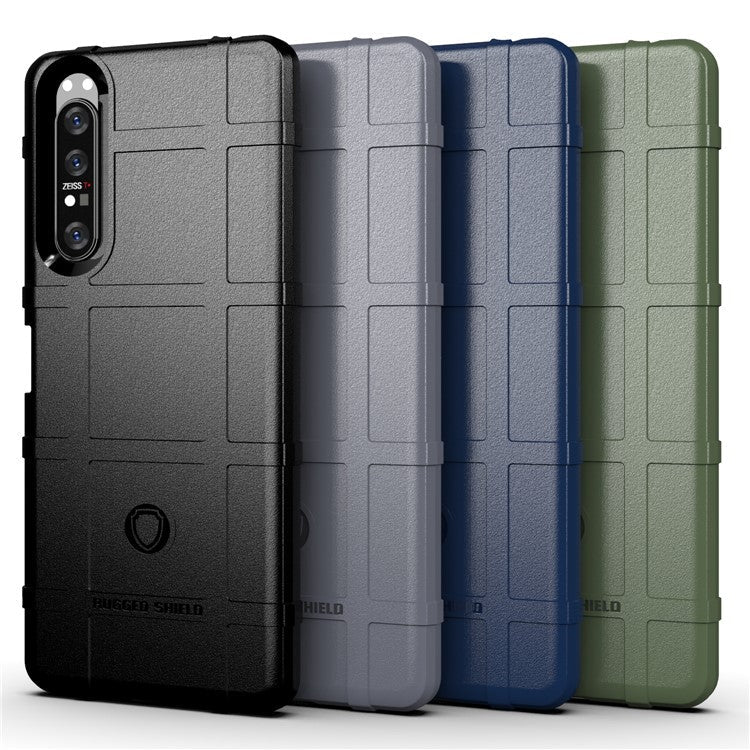 Anti-shock Square Grid Texture Thicken TPU Case for Sony Xperia 1 II - Black