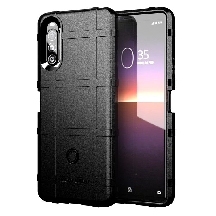 Shock Resistant Rugged Square Skin TPU Cell Cover for Sony Xperia 10 II - Black