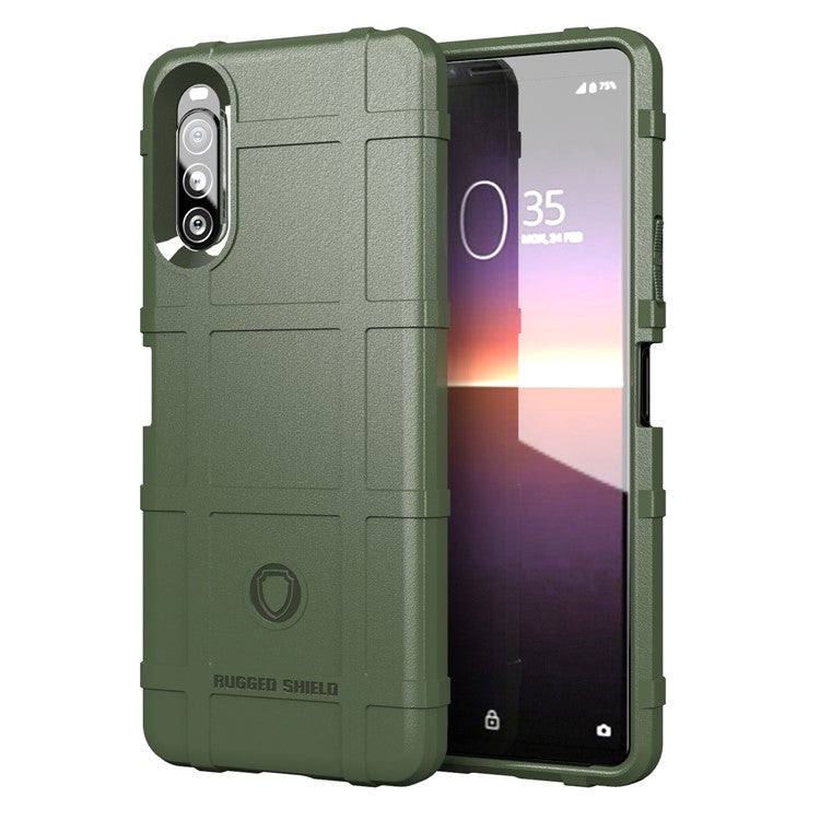 Shock Resistant Rugged Square Skin TPU Cell Cover for Sony Xperia 10 II - Green