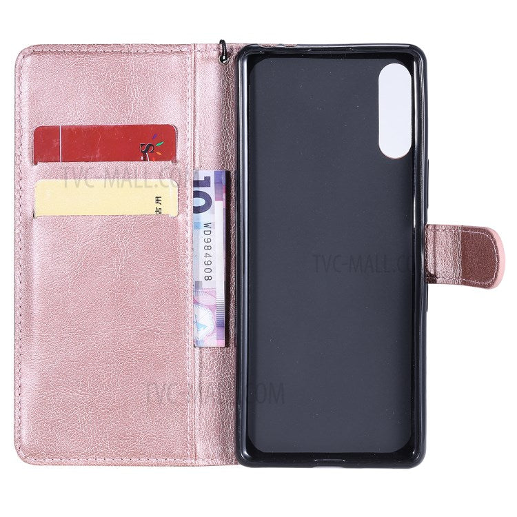 KT Leather Series-2 Solid Color  PU Leather Shell Phone Cover with Strap for Sony Xperia L4 - Rose Gold