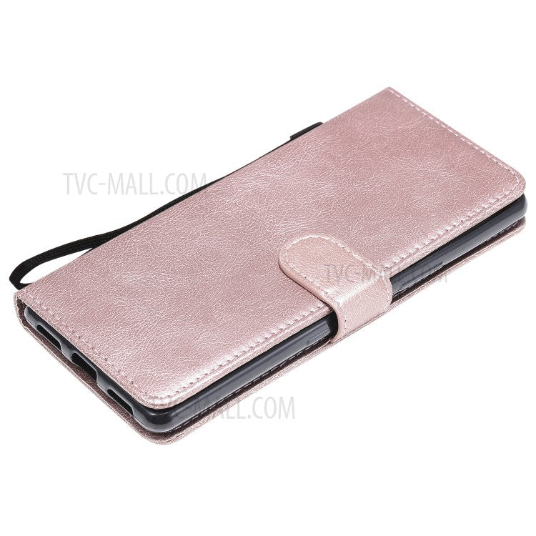 KT Leather Series-2 Solid Color  PU Leather Shell Phone Cover with Strap for Sony Xperia L4 - Rose Gold