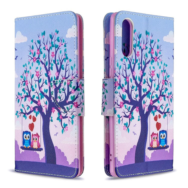 Pattern Printing Case Wallet Stand Leather Cover for Sony Xperia L4 - Owl and Tree
