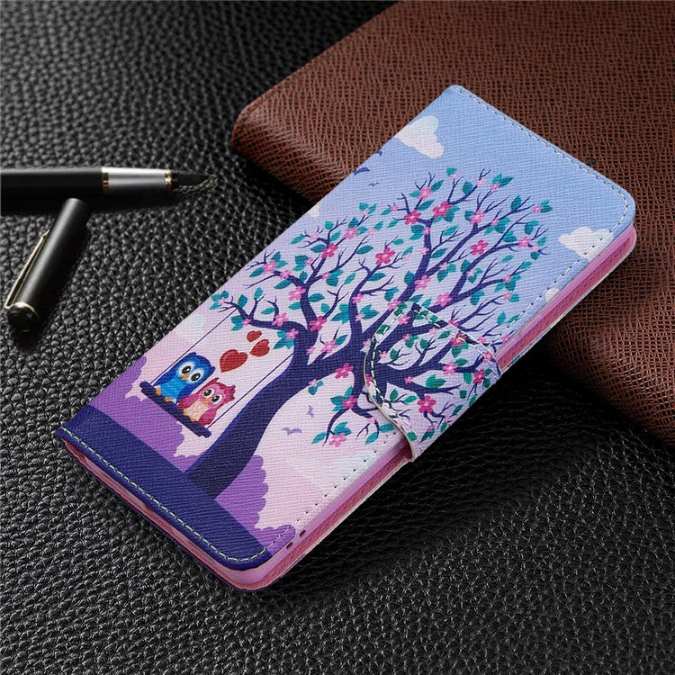 Pattern Printing Case Wallet Stand Leather Cover for Sony Xperia L4 - Owl and Tree