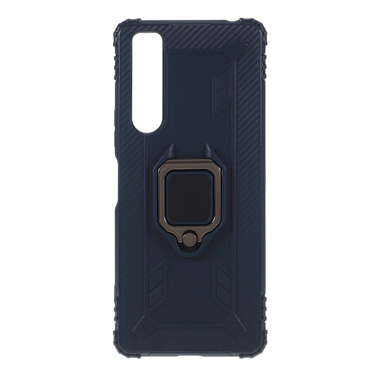 Finger Ring Kickstand TPU Mobile Phone Shell Case for Sony Xperia 1 II - Blue