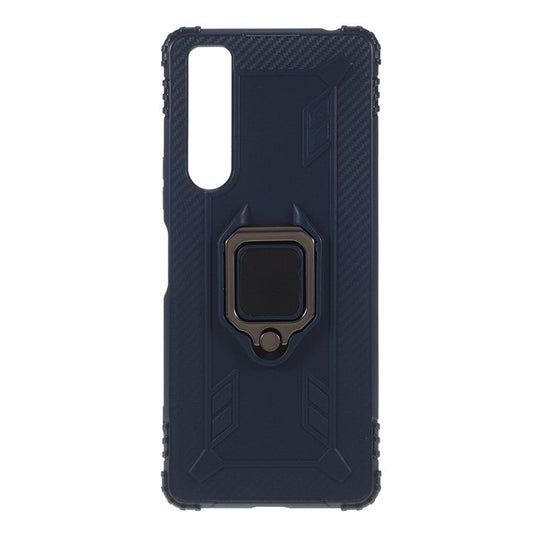 Finger Ring Kickstand TPU Mobile Phone Shell Case for Sony Xperia 1 II - Blue