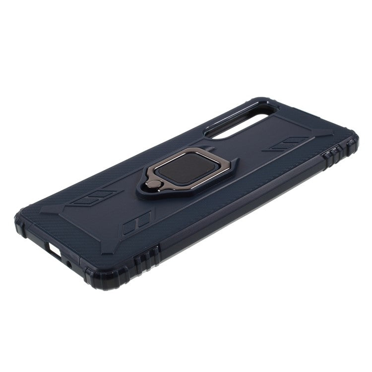 Finger Ring Kickstand TPU Mobile Phone Shell Case for Sony Xperia 1 II - Blue