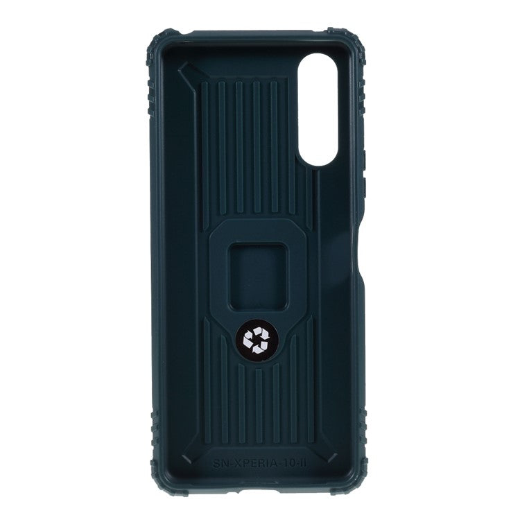Finger Ring Kickstand Shell Shockproof TPU Cover for Sony Xperia 10 II - Green