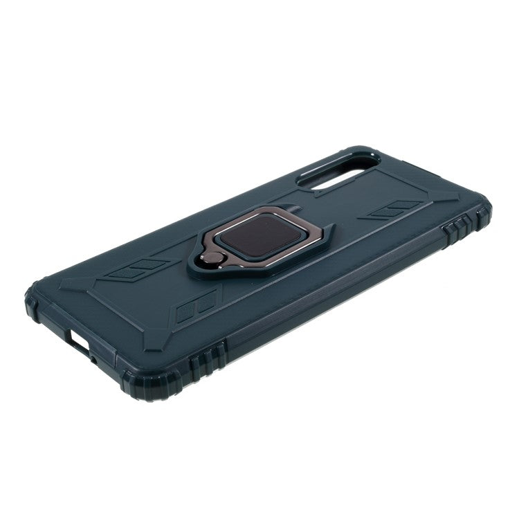 Finger Ring Kickstand Shell Shockproof TPU Cover for Sony Xperia 10 II - Green