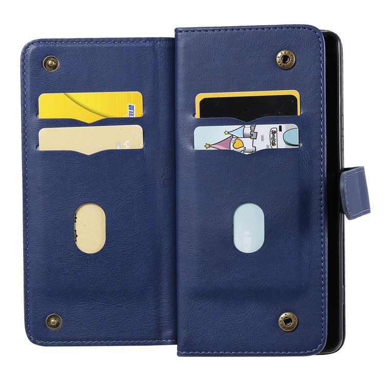 KT Multi-functional Series-1 10 Card Slots Wallet TPU+PU Leather Phone Shell for Sony Xperia 1 II - Blue