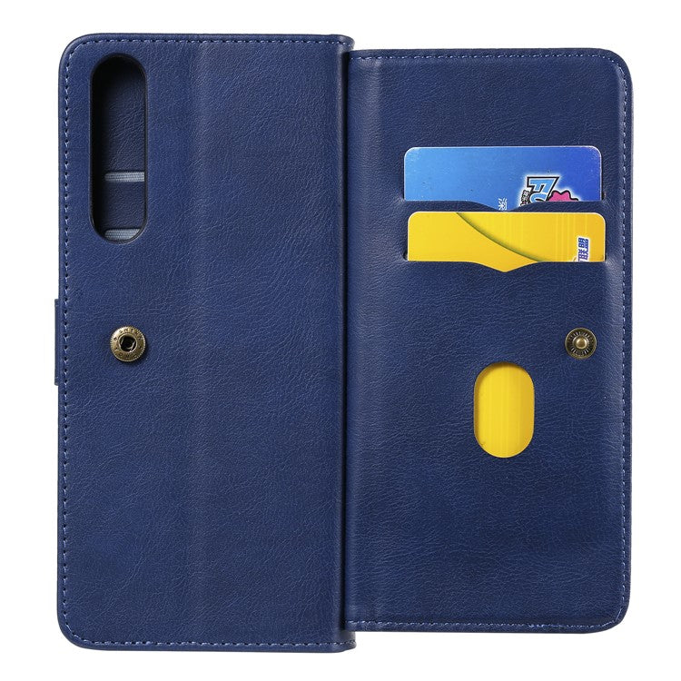 KT Multi-functional Series-1 10 Card Slots Wallet TPU+PU Leather Phone Shell for Sony Xperia 1 II - Blue