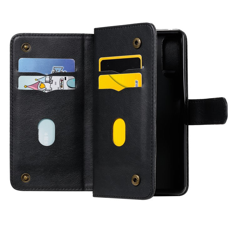 KT Multi-functional Series-1 10 Card Slots Leather Wallet Case for Sony Xperia 10 II - Black