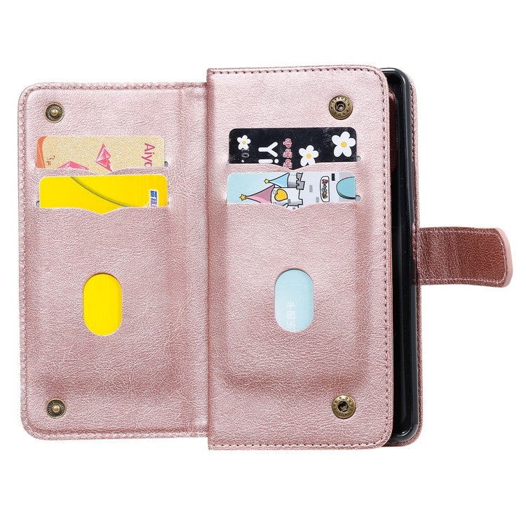 KT Multi-functional Series-1 10 Card Slots Leather Wallet Case for Sony Xperia 10 II - Rose Gold