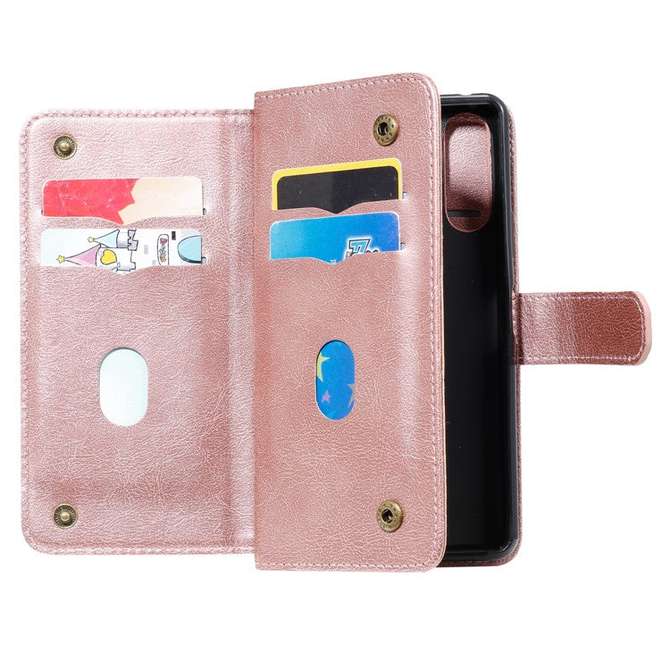 KT Multi-functional Series-1 10 Card Slots Leather Wallet Case for Sony Xperia 10 II - Rose Gold