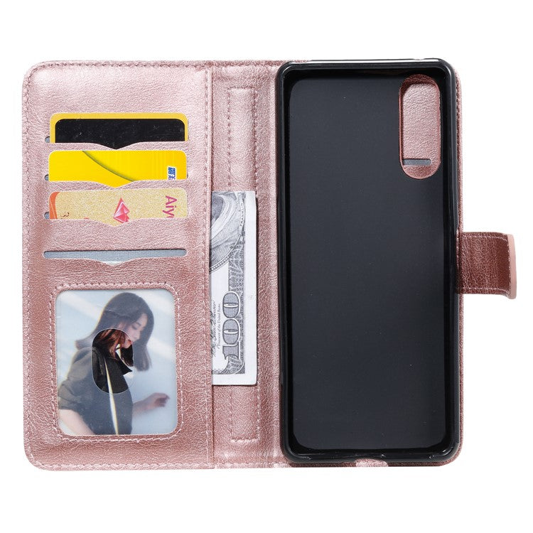 KT Multi-functional Series-1 10 Card Slots Leather Wallet Case for Sony Xperia 10 II - Rose Gold