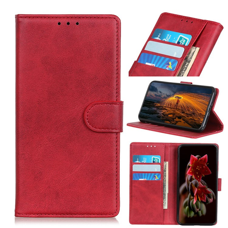 PU Leather Wallet Stand Mobile Phone Special Design Shell for Sony Xperia 5 II - Red