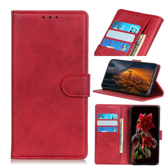 PU Leather Wallet Stand Mobile Phone Special Design Shell for Sony Xperia 5 II - Red