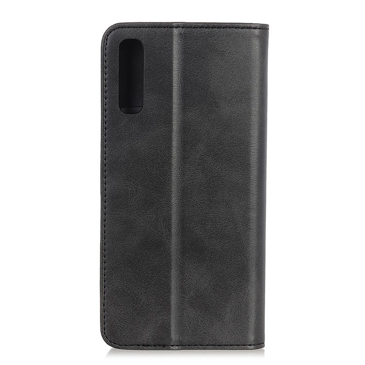 Auto-absorbed Split Leather Cover for Sony Xperia 5 II - Black