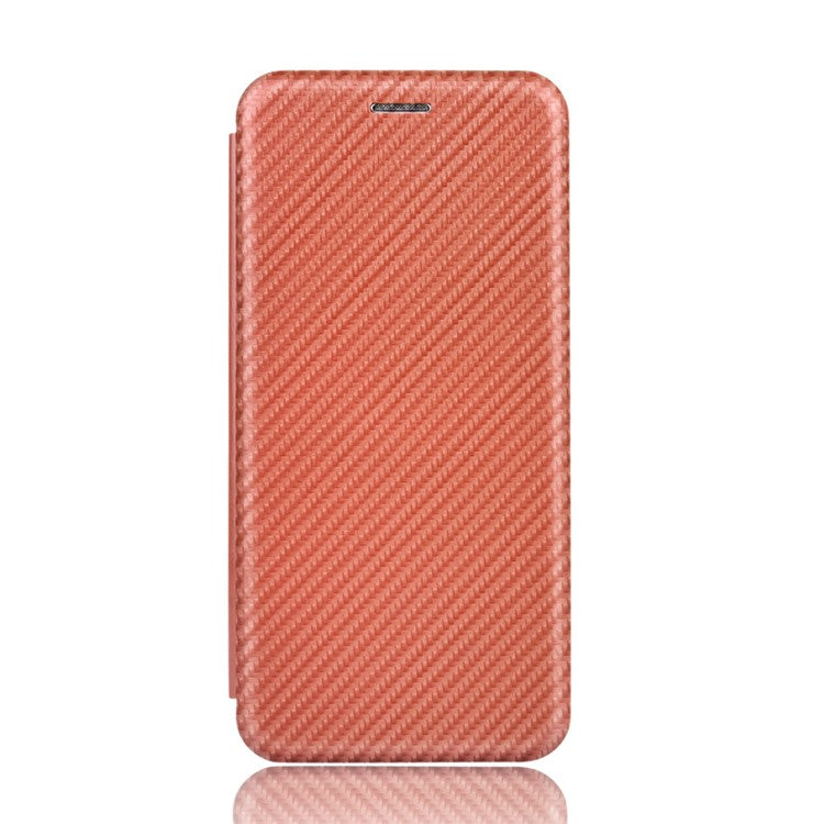 Carbon Fiber Auto-absorbed Leather Case with Card Slot for Sony Xperia 5 II - Brown