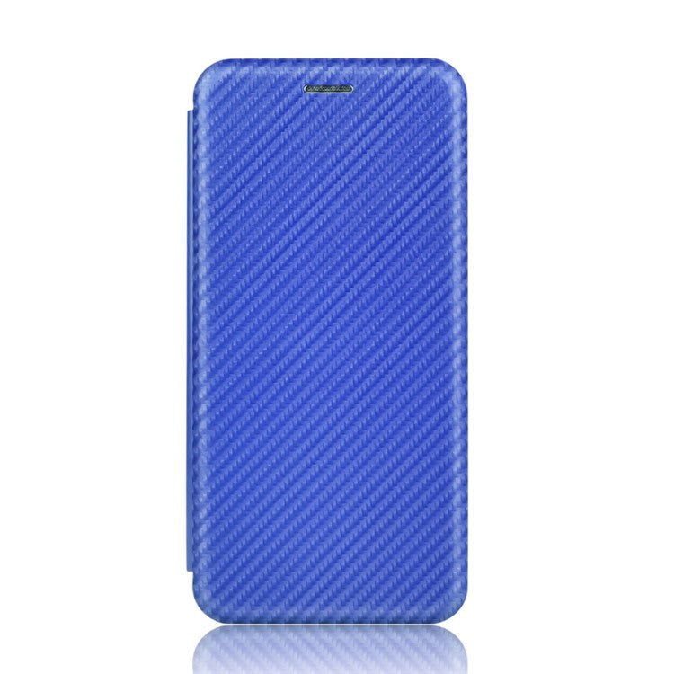 Carbon Fiber Auto-absorbed Leather Case with Card Slot for Sony Xperia 5 II - Blue