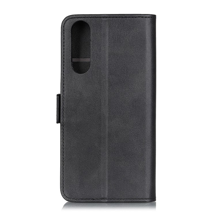 Magnetic Closure Leather Wallet Stand Case Shell for Sony Xperia 5 II - Black
