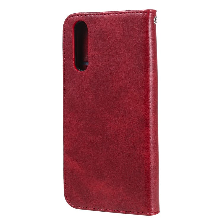 Multi-Function Leather Zippered Wallet Phone Case with Two Cash Pocket for Sony Xperia 10 II - Red