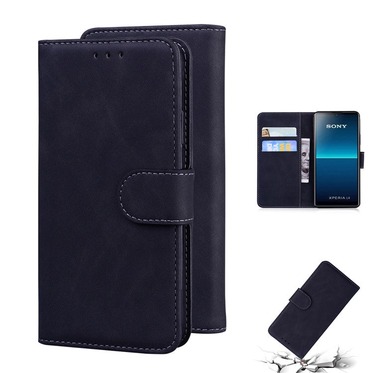 Leather Wallet Stand Phone Case for Sony Xperia L4 - Black