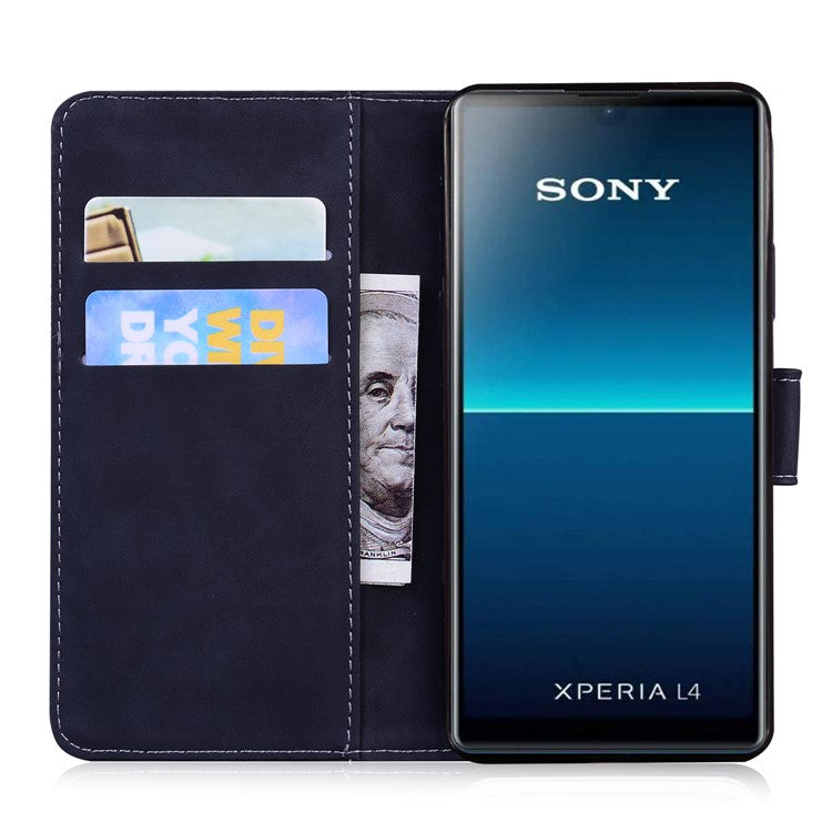 Leather Wallet Stand Phone Case for Sony Xperia L4 - Black