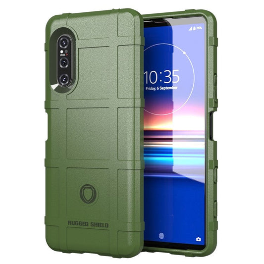 Anti-shock Square Grid Texture Thicken TPU Shell for Sony Xperia 5 II - Green