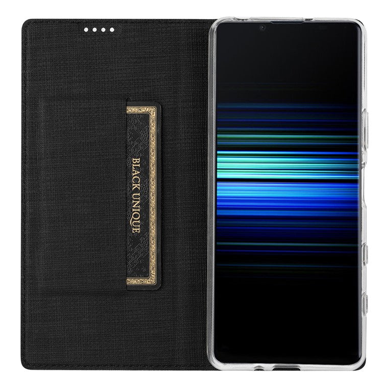 VILI DMX Cross Texture Card Slot Stand Leather Case for Sony Xperia 5 II - Black