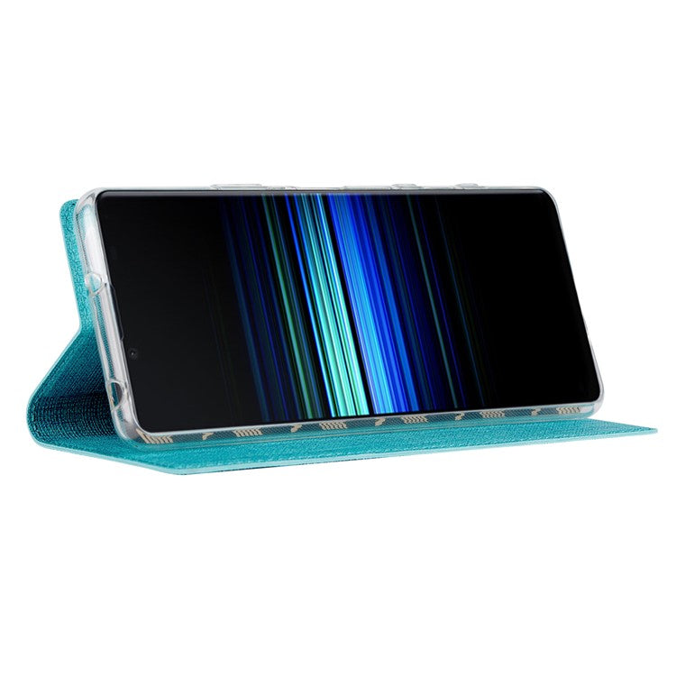 VILI DMX Cross Texture Card Slot Stand Leather Case for Sony Xperia 5 II - Blue